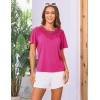 imageGRACE KARIN Womens Summer Tops Ruffle Sleeve 2025 Trendy Lace Floral Crew Neck Ribbed T Shirts Dressy Casual BlousesRose Red
