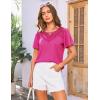 imageGRACE KARIN Womens Summer Tops Ruffle Sleeve 2025 Trendy Lace Floral Crew Neck Ribbed T Shirts Dressy Casual BlousesRose Red