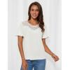imageGRACE KARIN Womens Summer Tops Ruffle Sleeve 2025 Trendy Lace Floral Crew Neck Ribbed T Shirts Dressy Casual BlousesWhite