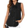 imageGRACE KARIN Womens Stand Collar Tie Neck Tank Tops Sleeveless Work Bow Top ShirtsBlack