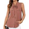 imageGRACE KARIN Womens Stand Collar Tie Neck Tank Tops Sleeveless Work Bow Top ShirtsDark Pink