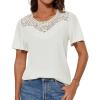 imageGRACE KARIN Womens Summer Tops Ruffle Sleeve 2025 Trendy Lace Floral Crew Neck Ribbed T Shirts Dressy Casual BlousesWhite