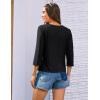 imageGRACE KARIN 34 Length Sleeve Womens Tops Tie Front Dressy Casual Shirts 2025 Summer Hollow Out Eyelet BlousesBlack