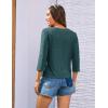 imageGRACE KARIN 34 Length Sleeve Womens Tops Tie Front Dressy Casual Shirts 2025 Summer Hollow Out Eyelet BlousesDark Green