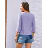 imageGRACE KARIN 34 Length Sleeve Womens Tops Tie Front Dressy Casual Shirts 2025 Summer Hollow Out Eyelet BlousesLight Purple