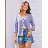 imageGRACE KARIN 34 Length Sleeve Womens Tops Tie Front Dressy Casual Shirts 2025 Summer Hollow Out Eyelet BlousesLight Purple