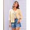 imageGRACE KARIN 34 Length Sleeve Womens Tops Tie Front Dressy Casual Shirts 2025 Summer Hollow Out Eyelet BlousesLight Yellow