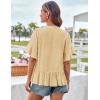 imageGRACE KARIN Womens 2025 Summer Tops Casual Ruffle Short Sleeve V Neck Button Down Loose Fit Babydoll Tops ShirtApricot