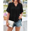 imageGRACE KARIN Womens 2025 Summer Tops Casual Ruffle Short Sleeve V Neck Button Down Loose Fit Babydoll Tops ShirtBlack