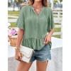 imageGRACE KARIN Womens 2025 Summer Tops Casual Ruffle Short Sleeve V Neck Button Down Loose Fit Babydoll Tops ShirtLight Green