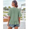 imageGRACE KARIN Womens 2025 Summer Tops Casual Ruffle Short Sleeve V Neck Button Down Loose Fit Babydoll Tops ShirtLight Green