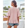 imageGRACE KARIN Womens 2025 Summer Tops Casual Ruffle Short Sleeve V Neck Button Down Loose Fit Babydoll Tops ShirtPink