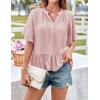 imageGRACE KARIN Womens 2025 Summer Tops Casual Ruffle Short Sleeve V Neck Button Down Loose Fit Babydoll Tops ShirtPink