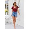 imageGRACE KARIN Womens 2025 Summer Tops Ruffle Sleeve Scoop Neck Basic T Shirts Casual Work Dressy Blouses Trendy ClothesWine Red