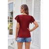 imageGRACE KARIN Womens 2025 Summer Tops Ruffle Sleeve Scoop Neck Basic T Shirts Casual Work Dressy Blouses Trendy ClothesWine Red