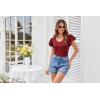 imageGRACE KARIN Womens 2025 Summer Tops Ruffle Sleeve Scoop Neck Basic T Shirts Casual Work Dressy Blouses Trendy ClothesWine Red