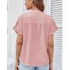 imageGRACE KARIN Womens Button Down Shirts 2025 Summer Pleated V Neck Short Ruffle Sleeve Work Office Blouse TopLight Pink