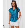 imageGRACE KARIN Womens Casual Short Sleeve Tops V Neck Floral Shirts Blouses Dressy Summer Clothes Outfits for 2025Blue Leaves