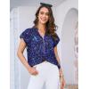 imageGRACE KARIN Womens Casual Short Sleeve Tops V Neck Floral Shirts Blouses Dressy Summer Clothes Outfits for 2025Blue Leopard