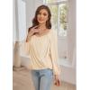 imageGRACE KARIN Womens Lantern Long Sleeve Tops 2024 Casual Loose Chiffon Shirts Criss Cross Ruffle Pleated BlousesApricot