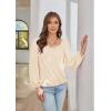 imageGRACE KARIN Womens Lantern Long Sleeve Tops 2024 Casual Loose Chiffon Shirts Criss Cross Ruffle Pleated BlousesApricot