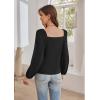 imageGRACE KARIN Womens Lantern Long Sleeve Tops 2024 Casual Loose Chiffon Shirts Criss Cross Ruffle Pleated BlousesBlack