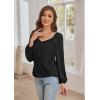 imageGRACE KARIN Womens Lantern Long Sleeve Tops 2024 Casual Loose Chiffon Shirts Criss Cross Ruffle Pleated BlousesBlack