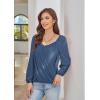 imageGRACE KARIN Womens Lantern Long Sleeve Tops 2024 Casual Loose Chiffon Shirts Criss Cross Ruffle Pleated BlousesBlue Grey