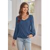 imageGRACE KARIN Womens Lantern Long Sleeve Tops 2024 Casual Loose Chiffon Shirts Criss Cross Ruffle Pleated BlousesBlue Grey