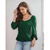 imageGRACE KARIN Womens Lantern Long Sleeve Tops 2024 Casual Loose Chiffon Shirts Criss Cross Ruffle Pleated BlousesDark Green