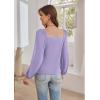 imageGRACE KARIN Womens Lantern Long Sleeve Tops 2024 Casual Loose Chiffon Shirts Criss Cross Ruffle Pleated BlousesLilac Purple