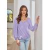 imageGRACE KARIN Womens Lantern Long Sleeve Tops 2024 Casual Loose Chiffon Shirts Criss Cross Ruffle Pleated BlousesLilac Purple