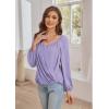 imageGRACE KARIN Womens Lantern Long Sleeve Tops 2024 Casual Loose Chiffon Shirts Criss Cross Ruffle Pleated BlousesLilac Purple