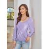 imageGRACE KARIN Womens Lantern Long Sleeve Tops 2024 Casual Loose Chiffon Shirts Criss Cross Ruffle Pleated BlousesLilac Purple