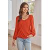 imageGRACE KARIN Womens Lantern Long Sleeve Tops 2024 Casual Loose Chiffon Shirts Criss Cross Ruffle Pleated BlousesOrange