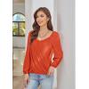 imageGRACE KARIN Womens Lantern Long Sleeve Tops 2024 Casual Loose Chiffon Shirts Criss Cross Ruffle Pleated BlousesOrange