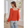 imageGRACE KARIN Womens Lantern Long Sleeve Tops 2024 Casual Loose Chiffon Shirts Criss Cross Ruffle Pleated BlousesOrange