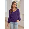 imageGRACE KARIN Womens Lantern Long Sleeve Tops 2024 Casual Loose Chiffon Shirts Criss Cross Ruffle Pleated BlousesPurple