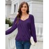 imageGRACE KARIN Womens Lantern Long Sleeve Tops 2024 Casual Loose Chiffon Shirts Criss Cross Ruffle Pleated BlousesPurple