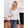 imageGRACE KARIN Womens Lantern Long Sleeve Tops 2024 Casual Loose Chiffon Shirts Criss Cross Ruffle Pleated BlousesRaw White