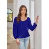 imageGRACE KARIN Womens Lantern Long Sleeve Tops 2024 Casual Loose Chiffon Shirts Criss Cross Ruffle Pleated BlousesRoyal Blue