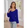 imageGRACE KARIN Womens Lantern Long Sleeve Tops 2024 Casual Loose Chiffon Shirts Criss Cross Ruffle Pleated BlousesRoyal Blue