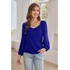 imageGRACE KARIN Womens Lantern Long Sleeve Tops 2024 Casual Loose Chiffon Shirts Criss Cross Ruffle Pleated BlousesRoyal Blue