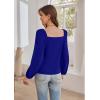 imageGRACE KARIN Womens Lantern Long Sleeve Tops 2024 Casual Loose Chiffon Shirts Criss Cross Ruffle Pleated BlousesRoyal Blue