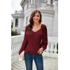 imageGRACE KARIN Womens Lantern Long Sleeve Tops 2024 Casual Loose Chiffon Shirts Criss Cross Ruffle Pleated BlousesWine Red