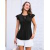 imageGRACE KARIN Womens Ruffle Cap Sleeve Tunics Summer Tie Front Dressy Casual Blouse Elegant Work Tops for Women 2025Black