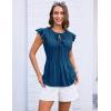 imageGRACE KARIN Womens Ruffle Cap Sleeve Tunics Summer Tie Front Dressy Casual Blouse Elegant Work Tops for Women 2025Blue