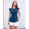 imageGRACE KARIN Womens Ruffle Cap Sleeve Tunics Summer Tie Front Dressy Casual Blouse Elegant Work Tops for Women 2025Blue