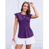 imageGRACE KARIN Womens Ruffle Cap Sleeve Tunics Summer Tie Front Dressy Casual Blouse Elegant Work Tops for Women 2025Purple