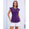 imageGRACE KARIN Womens Ruffle Cap Sleeve Tunics Summer Tie Front Dressy Casual Blouse Elegant Work Tops for Women 2025Purple